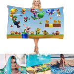 Ett stycke (1,75*150 cm) Strandhandduk Super Mario Bros 3D Print för barn Poolhandduk Barnbadlakan Ultramjukt Superabsorberande Hållbarhet Beach Sa