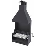 Fm Calefaccion - Barbecue bbq au charbon et bois 60 cm grille inox - Avec élevateur paravents et hotte