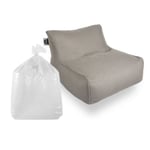 Set Daddy Cool fauteuil XL + polystyrène 100 x 90 x 70cm intérieur & extérieur, déhoussable et résistant aux UV, Gris