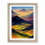 Meadow Landscape Watercolour No.2 Framed Print for Living Room Bedroom Home Office Décor, Wall Art Picture Ready to Hang, Oak A3 Frame (34 x 46 cm)