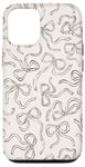 Coque pour iPhone 12/12 Pro Nœud beige esthétique Coquette Line Art mignon nœuds neutres