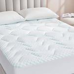 EHEYCIGA Surmatelas 90 x 190 Memoire de Forme, Fibre de Rafraichissant sur Matelas 1 Personnes 90x190 avec Poche Extra Profonde, Blanc