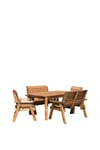 Hand Made 6 Seater Chunky Rustic Wooden Garden Furniture Table and Chairs Set