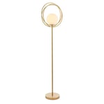 1556mm Brushed Gold Standing Floor Lamp Light with Glass Opal Sphere Shade