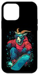 Coque pour iPhone 12 mini Animaux en snowboard- Goat on a Snowboard Snowboarding