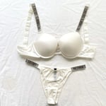 Sexy Lingerie Comfort Women Set Push Up Bra Victoria's Secret Lingerie Set Female   Underwear Vetement Femme White 75B