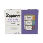 Applaws Kitten dåser i gelé 6 x 70 g - Mix: Sardin, Kylling & Tun