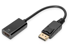 DIGITUS câble Adaptateur DisplayPort Actif – DP vers HDMI Type A – HDMI 2.0 – UltraHD 4k/60Hz – 0.2 m – Noir