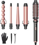 Curling  Wand ,  5  in  1  Curling  Tongs  Set  with  Curling  Brush  and  4  In