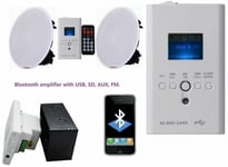 Wireless Bluetooth Ceiling wall Speakers Stereo Kit FM AUX USB remote SD bedroom