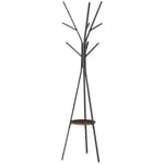 Rootz klädhängare - Scandi Design - Klädställ - MDF-trä - Väskor Halsdukar - 7 klädkrokar - Metallram - Svart + Brun - 45L x 45W x 180H cm