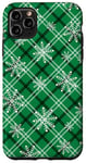 iPhone 11 Pro Max Snowflakes Green Plaid Winter Christmas Pattern Case