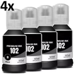 4ps 102 Ink Bottle Black fits Epson Eco Tank ET2700 ET2750 ET3700 ET3750 Genuine