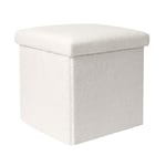 Coffre Pouf Pliable "Bouclette" 38cm Blanc