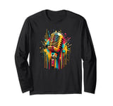 Dripping Paint Microphone Mic Singer Podcast Host Podcaster Long Sleeve T-Shirt