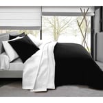 Univers Decor - Pack complet 4 pièces Noir/Blanc réversible housse de couette pour lit 90 x 190 cm