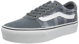 Vans Femme Ward Platform Basket, Plaid Block Dark Slate, 40 EU