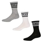 Ben Sherman Mens Thick Crew Sport Socks in Black/White/Grey with Colour Print Authentic Branding - Multipack of 3, Size 7/11