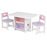 KidKraft Coeur Ensemble Table Enfant et 2 Chaises en Bois avec 4 Bacs de Rangement, Meuble de Rangement, Chambre Enfant, 26913