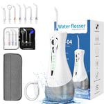 Water Dental Flosser Teeth Pick with 7 Tips - 4 Modes Water Flossers for Teeth Portable and Rechargeable IPX7 Waterproof Cordless Oral Irrigator with 320ml Tank and Tips Box Travel Bag