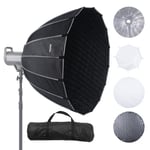 VEVOR Softbox Parabolique, 880 mm, Boîte à Lumière Dégagement Pliage Rapide Légère Portable, Monture Bowens Universelle, 4 Effets d'Éclairage, pour Photographie Professionnelle, Tournage Quotidien