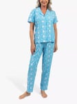 Cyberjammies Leona Floral Embroidered Pyjamas, Blue