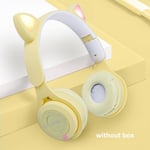 Casque sans fil Oreille de chat avec micro Blue-tooth Glow Light Stereo Bass Casques Enfants Gamer Girl Gifts PC Phone Gaming Headset-Jaune sans boîte