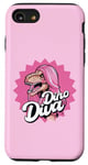 Coque pour iPhone SE (2020) / 7 / 8 Dinosaure aux cheveux roses, citation de Dino Diva