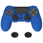 PlayVital Guardian Edition Blue Ergonomic Soft Anti-Slip Controller Silicone Case Cover for ps4, Rubber Protector with Black Joystick Caps for ps4 Slim/for ps4 Pro Controller