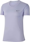 Nike W Nk Miler Top Ss T-Shirt - Lavender Mist/Lavender Mist/(Reflective Silver), M