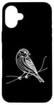 Coque pour iPhone 16 Plus Line Art Oiseau et Ornithologue Pin Siskin