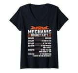 Womens Dad Mechanic Hourly Rate Worker Labor Rates Grandpa Men V-Neck T-Shirt