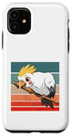 Coque pour iPhone 11 Calopsitte Oiseau Crête Jaune Grignotage Bâton Plumes