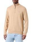 GANT Classic Cotton Half Zip Pull-Over, Kaki Mel, M Homme