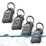 4 PACK Airtag Holder, IP68 Waterproof Apple Air Tag Keyring,Hard TPU Airtags case, 360° Full Protection, Air Tag. Holder with Key Ring For Apple Airtag gps tracker devices .(Black 4 pack)