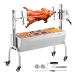 VEVOR Barbecue à Charbon avec Tournebroche Électrique 52 W Charge 90 kg, Rôtissoire Barbecue 118,5 cm, en Acier Inoxydable, avec Roues Verrouillables, pour Rôtir Agneau Porcelet Poulet Camping