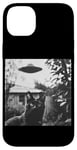 Coque pour iPhone 14 Plus Cat Selfie with UFO Weird 50s Photo --