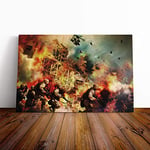 Big Box Art Canvas Print Wall Art War Battle Scene Army (2) | Mounted and Stretched Box Frame Picture | Home Decor for Kitchen, Living, Dining Room, Bedroom, Hallway, Multi-Colour, 30x20 Inch