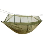 Hamac De Camping Extérieur Portatif Pour 1 À 2 Personnes Avec Moustiquaire Tissu De Parachute Haute Résistance Lit Suspendu Chasseur-Dormeur, Vert