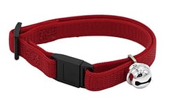 Aime Collier en Nylon Rouge pour Chat Boucle de Sécurité Anti-Étranglement Taille Ajustable+ Grelot en Métal