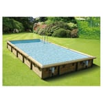 Piscine hors sol bois rectangulaire - 500x800x140cm - Liner Bleu - LINEA  