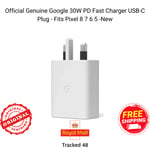 Official Google Pixel 30W USB-C Fast Charger UK Plug White - Pixel 5/6/7/8 Pro