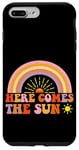 Coque pour iPhone 7 Plus/8 Plus Here Comes The Sun Style rétro arc-en-ciel