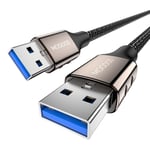 Câble USB 3.0 1M, USB A mâle vers A mâle Câble, USB 3.0 Super Speed Câble de Données pour Disque Dur Externe, Lecteur DVD, Refroidisseur PC Portable, Hub USB, TV Box, Imprimante et Caméra