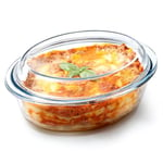 NUTRIUPS Glass Casserole Dish with Lid, 2.2L Oval Casserole Dishes, Oven Dish for 2-3 Serving, Microwavable, Oven-Proof