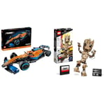 LEGO 42141 Technic McLaren Formula 1 2022 Replica Race Car Model Building Kit & Marvel I am Groot Buildable Toy, Guardians of the Galaxy 2 Set