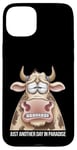 Coque pour iPhone 15 Plus Just Another Day In Paradise Cow Humour Sarcasme Femmes Hommes