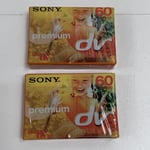 2 x Sony Premium Mini DV MiniDV Cassette Tapes DVM60PR3 DVM60 Digital Video New