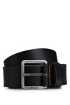 BOSS Mens Jeeko Sz40 Leather belt with logo and dark ruthenium hardware