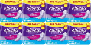 Always Discreet Incontinence Pads Women, Long, 160 High Absorbency Pads 20 x 8